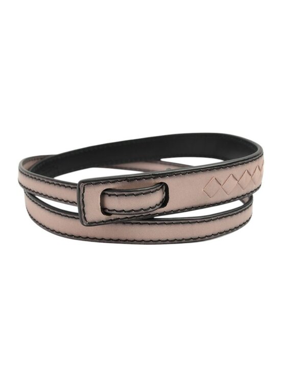 BOTTEGA VENETA Womens Pink INTRECCIATO Leather No Buckle Belt OS Italy NEW